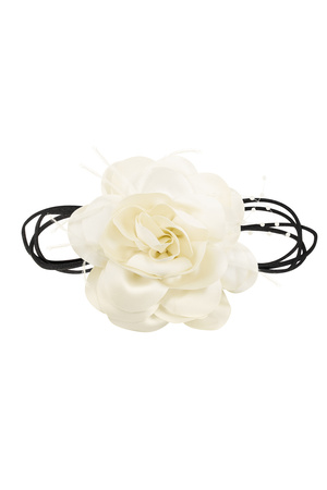 Necklace ribbon with flower and pearls - off-white h5 