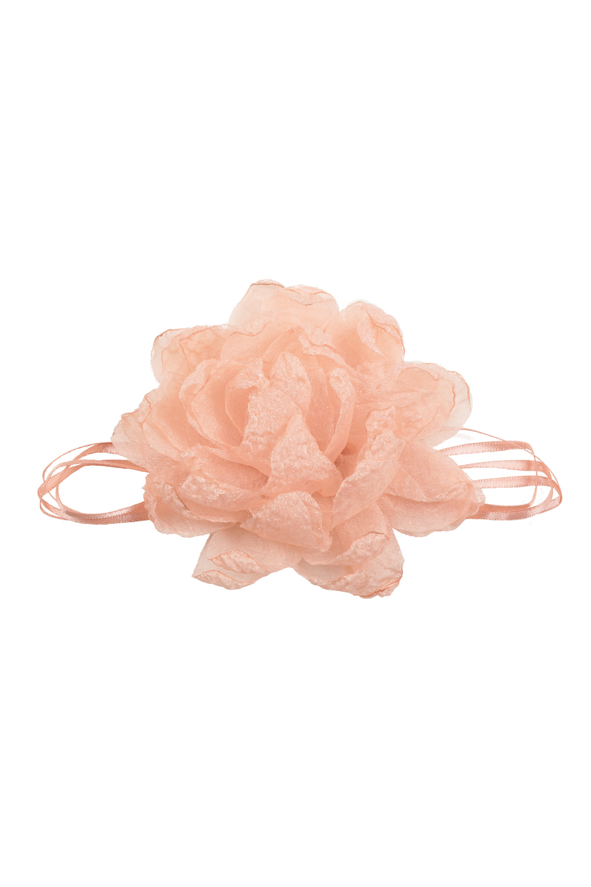 Necklace ribbon with flower - pink h5 