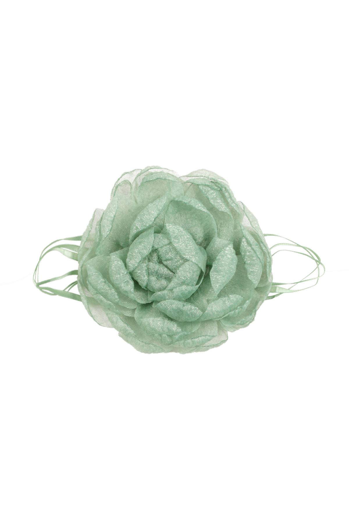 Necklace ribbon with flower - green h5 