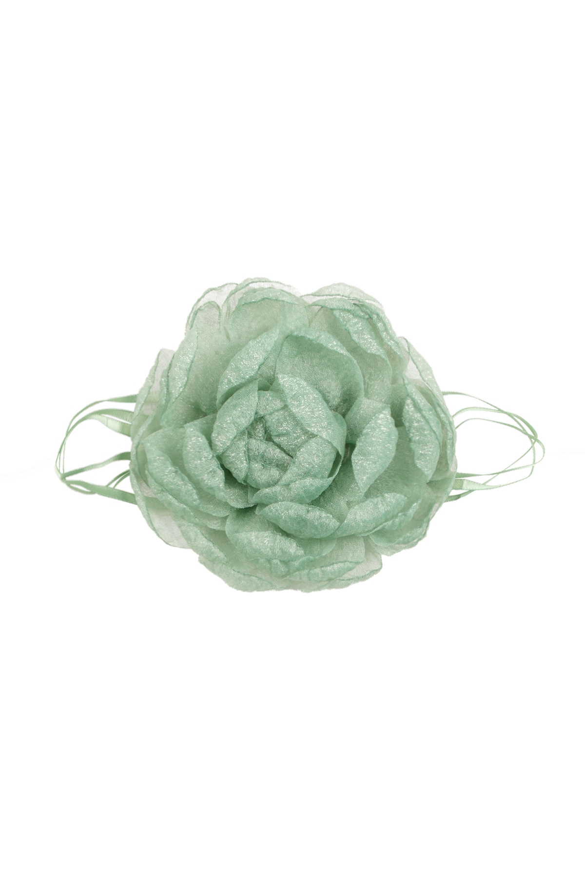 Necklace ribbon with flower - green 2