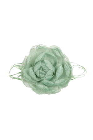Collier ruban avec fleur - vert h5 