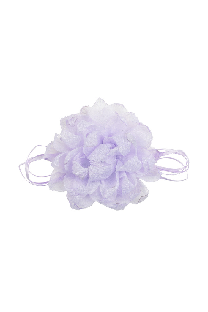 Collier ruban avec fleur - lilas 