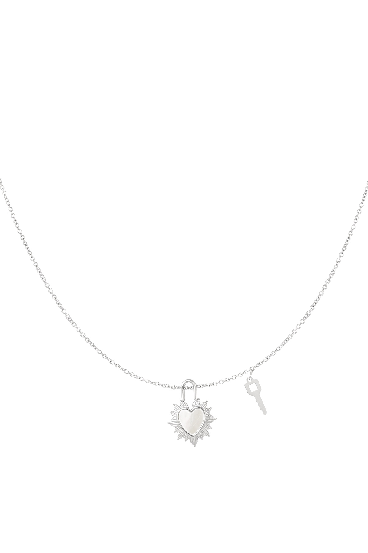 Collier coeur avec clé - argent h5 