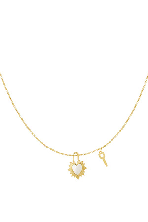 Necklace heart with key - gold h5 