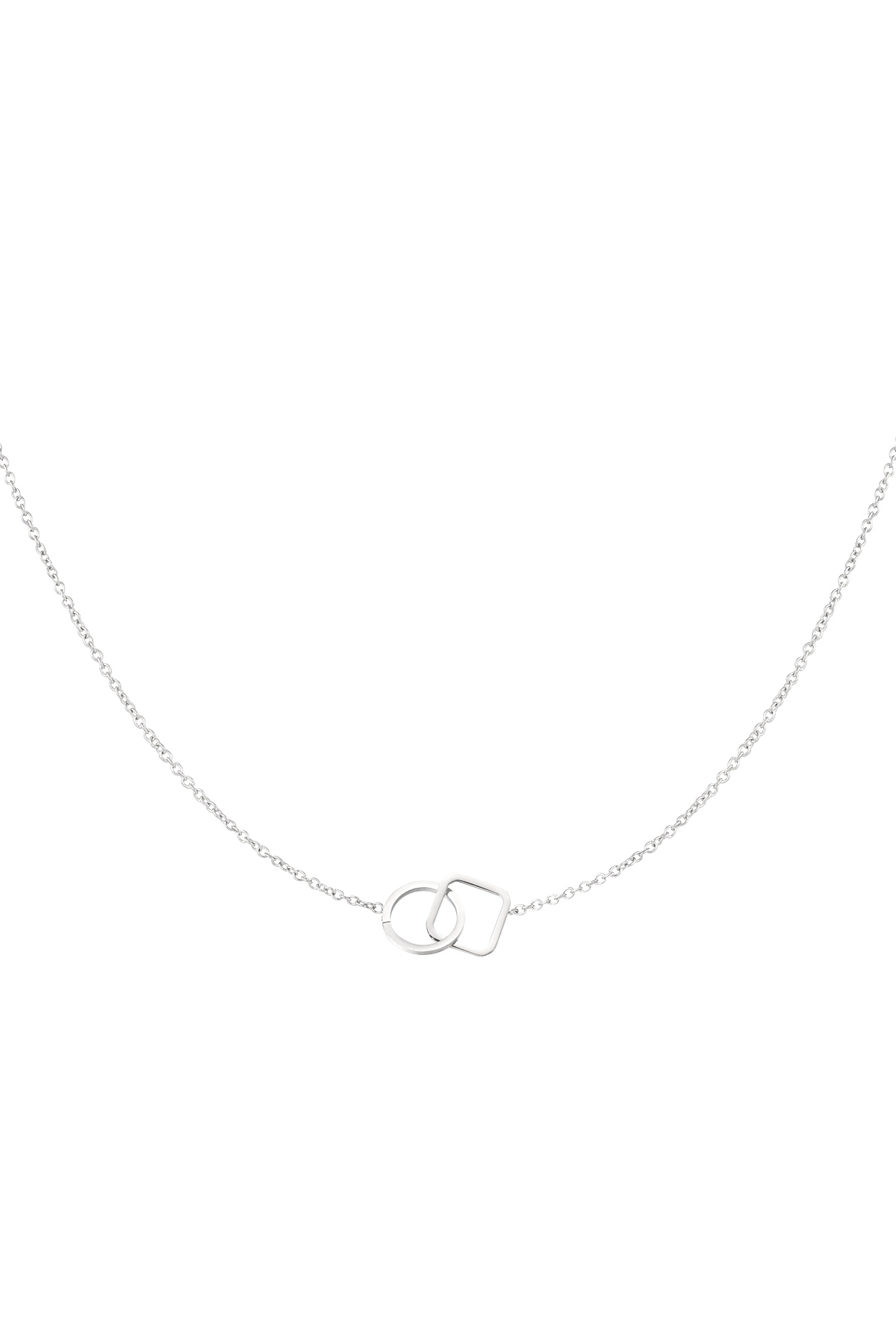 Chain connected square & round - silver 