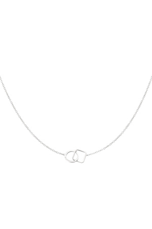 Chain connected square & round - silver h5 