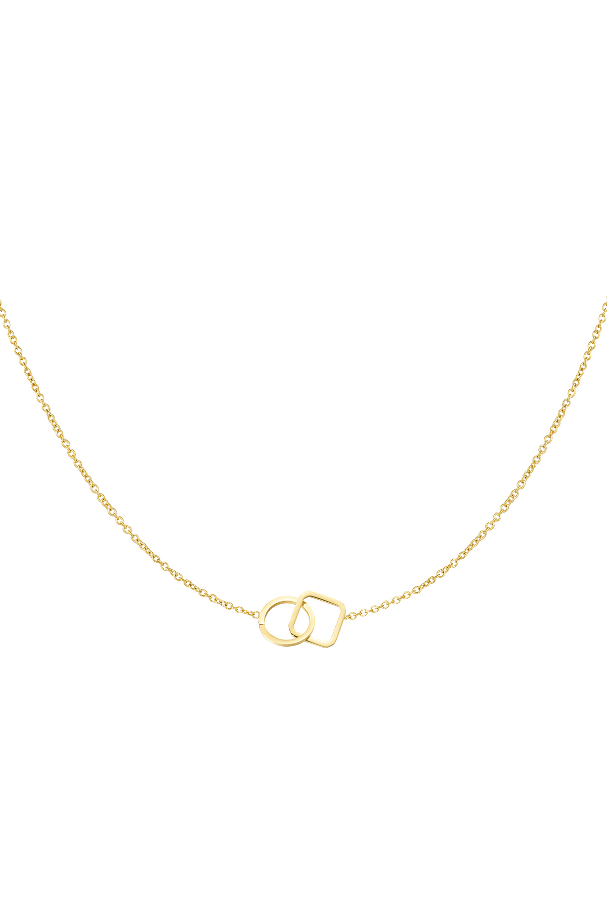 Chain connected square & round - gold