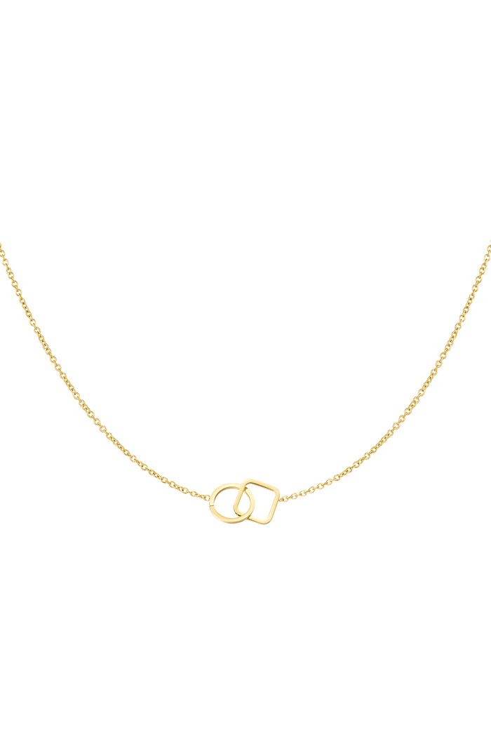 Chain connected square & round - gold 