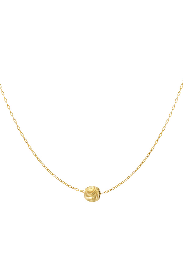 Necklace round charm with print - gold