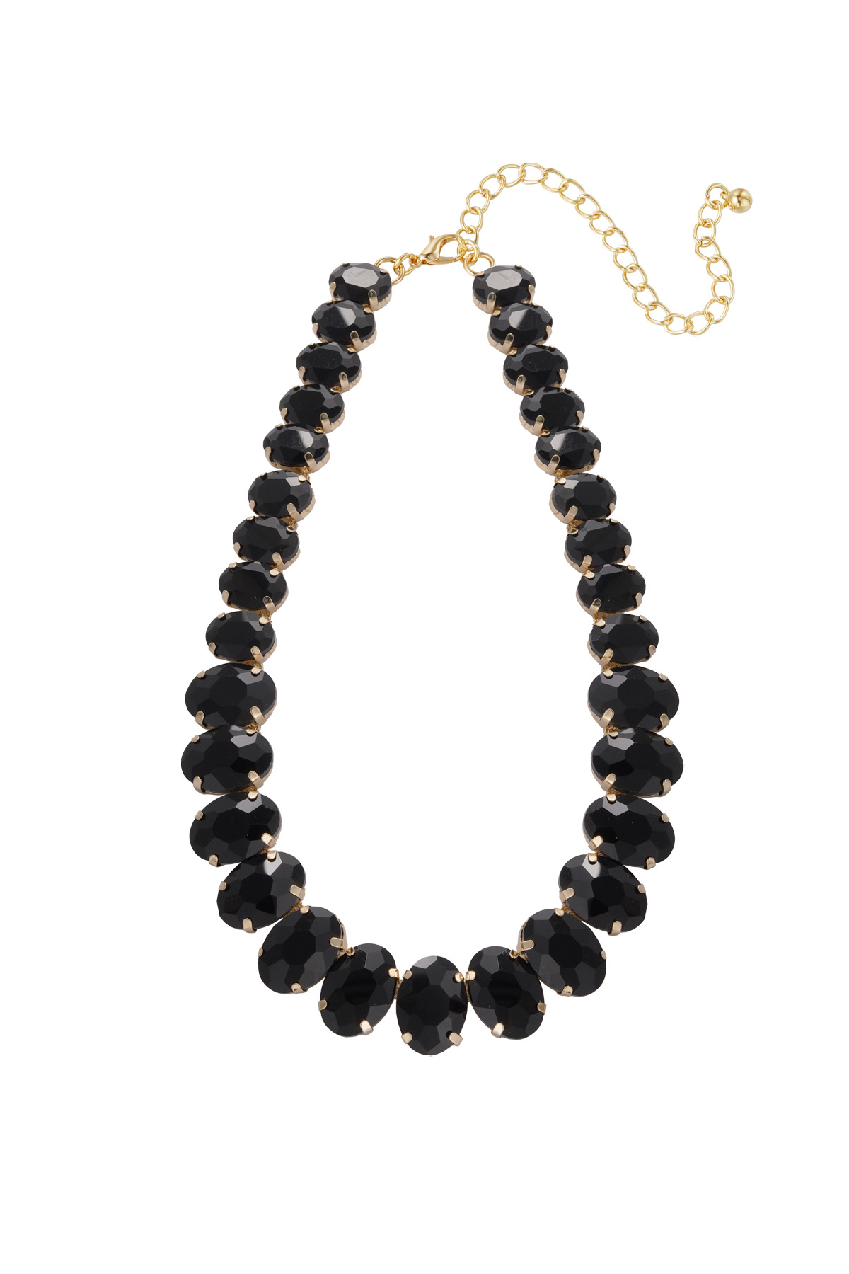 Necklace large oval beads - black