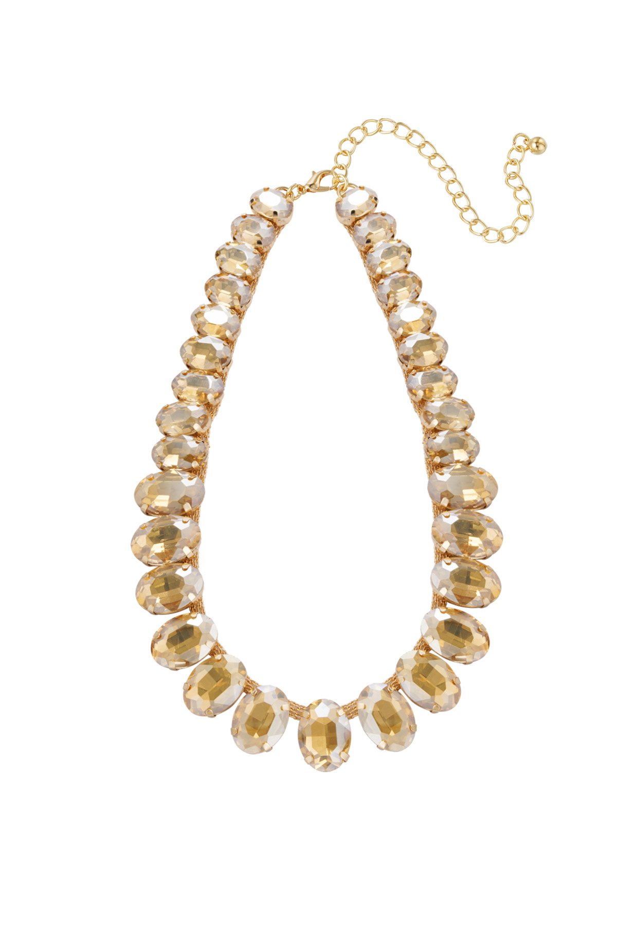 Ketting grote ovalen kralen - beige 