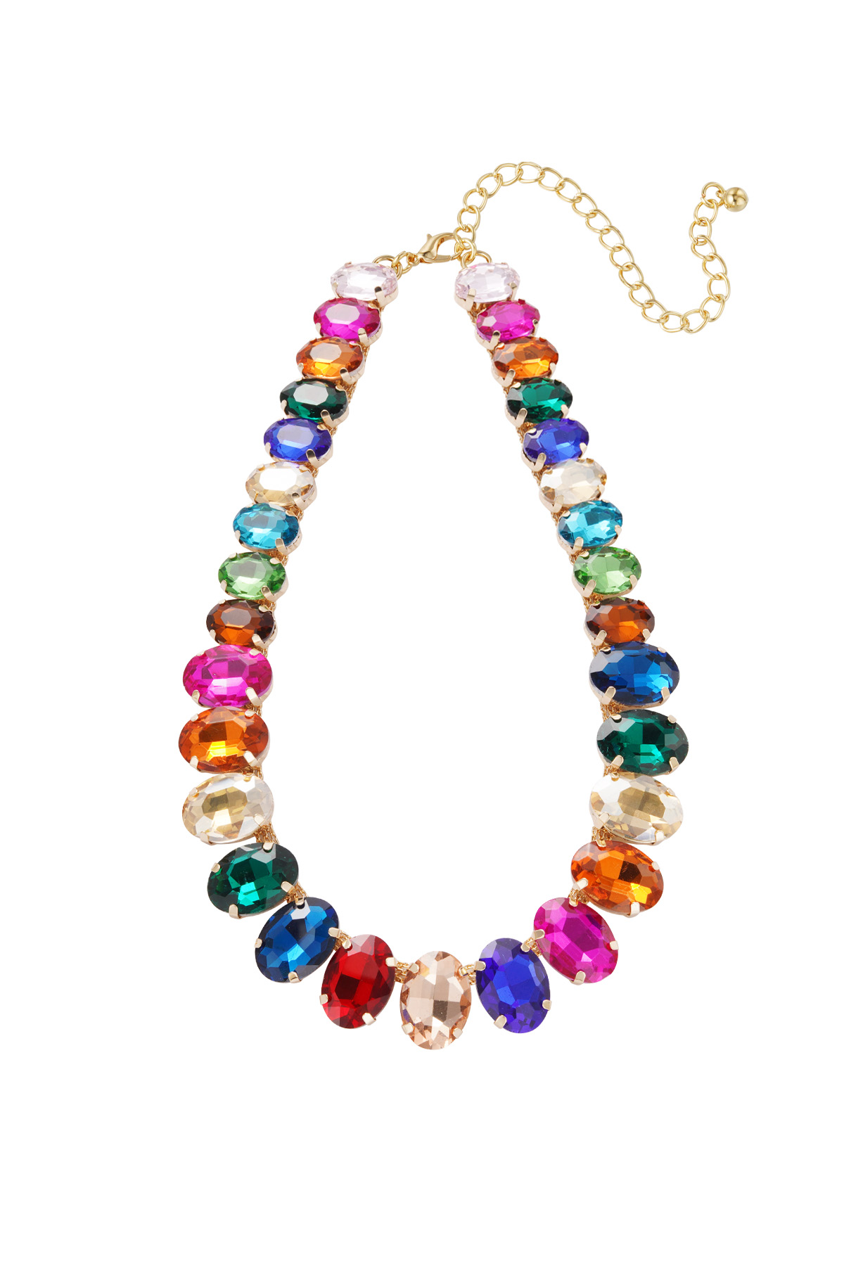 Halskette mit großen ovalen Perlen – mehrfarbig