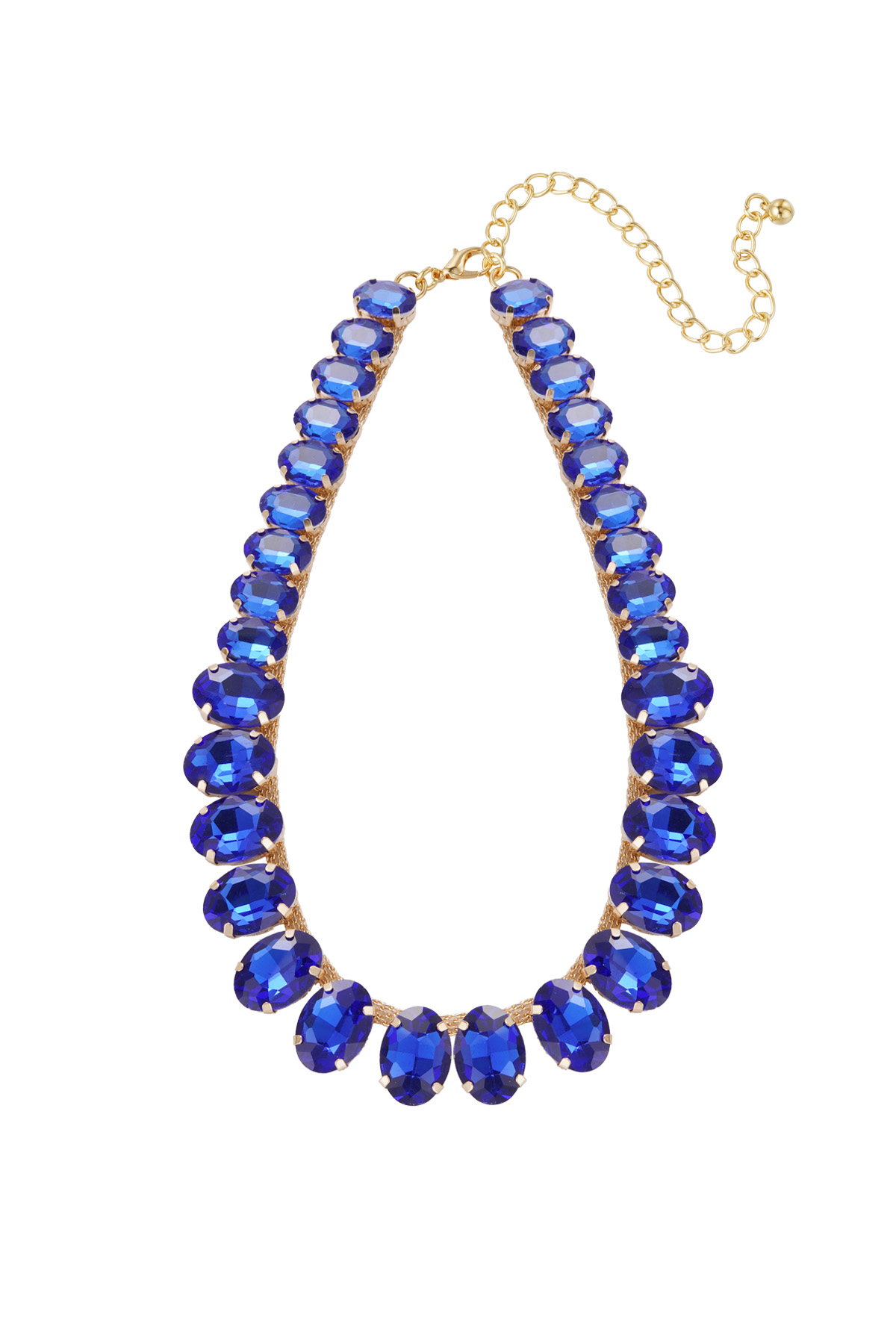 Halskette große ovale Perlen - blau 