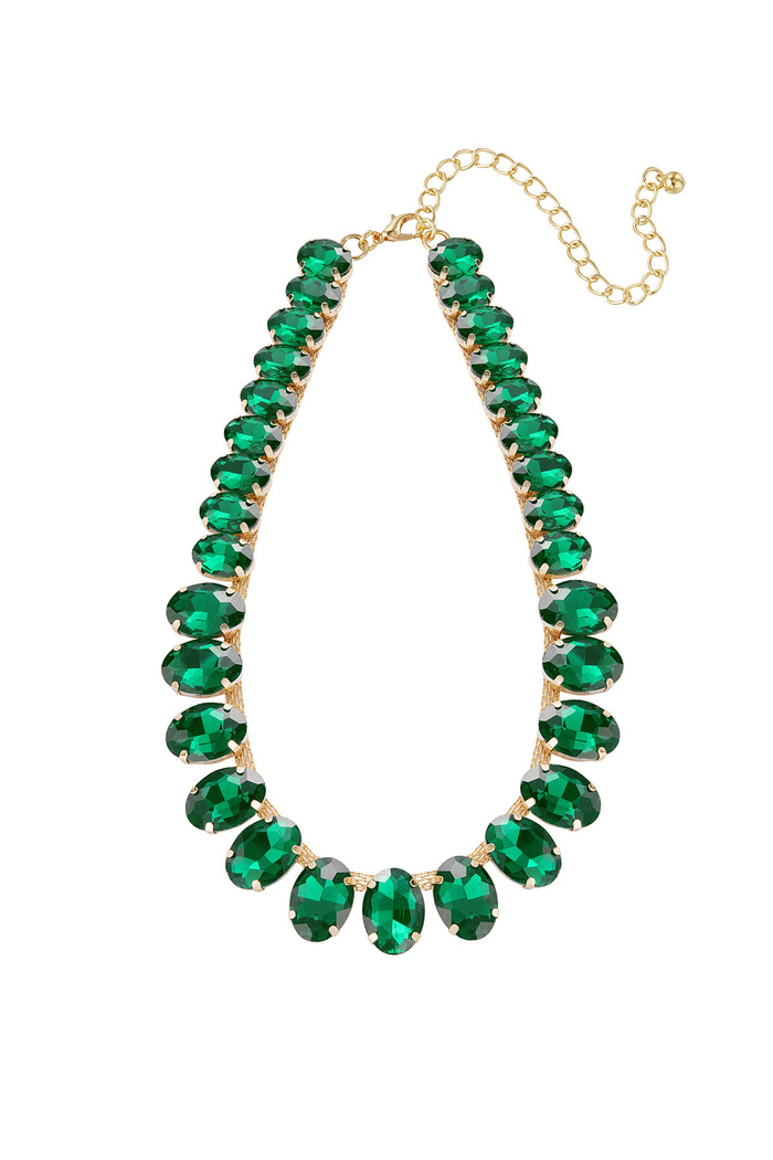 Halskette große ovale Perlen - grün 