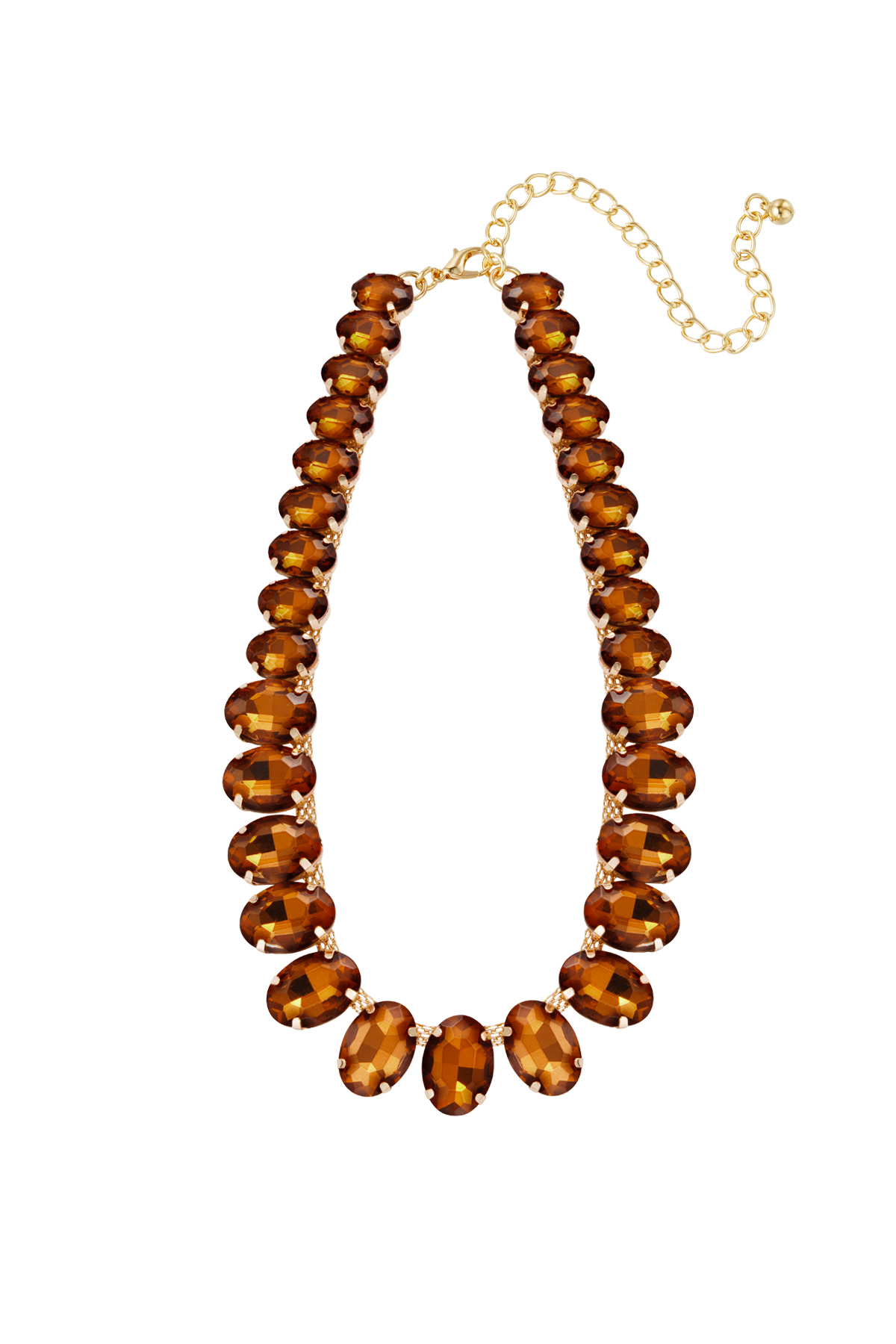 Necklace large oval beads - brown