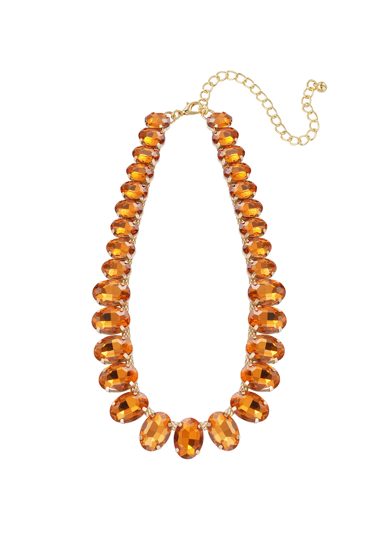 Necklace large oval beads - orange