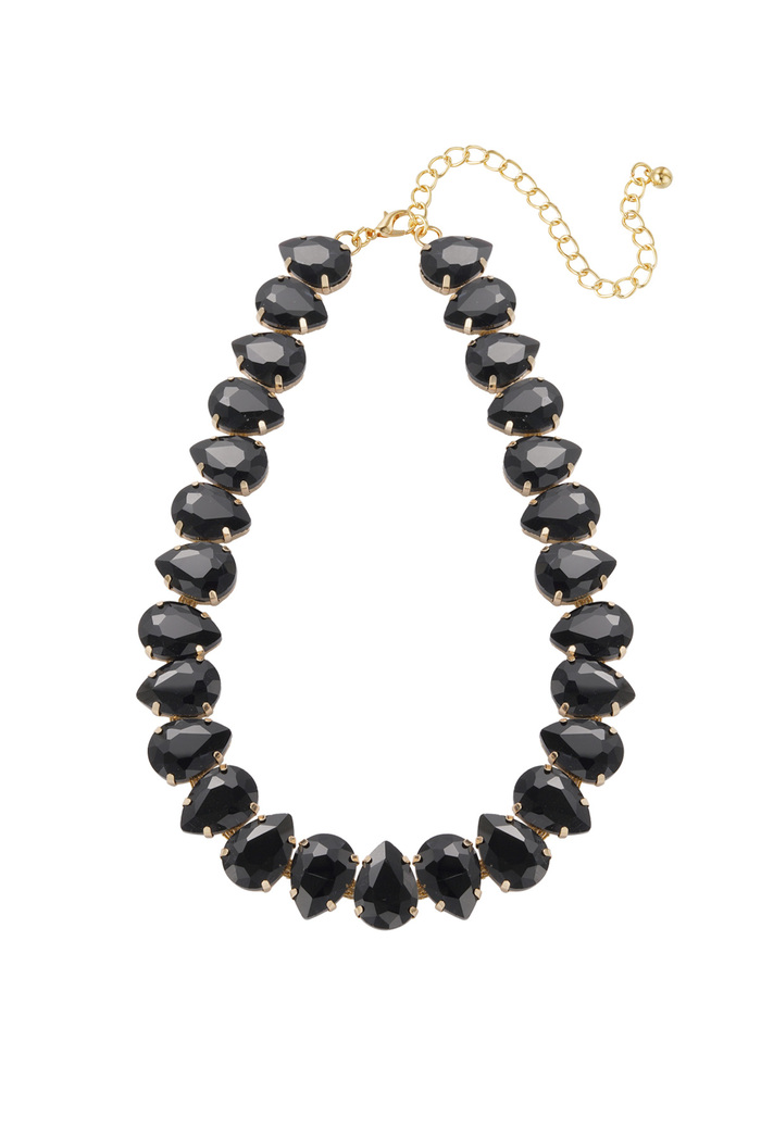 Halskette große Perlen - schwarz 