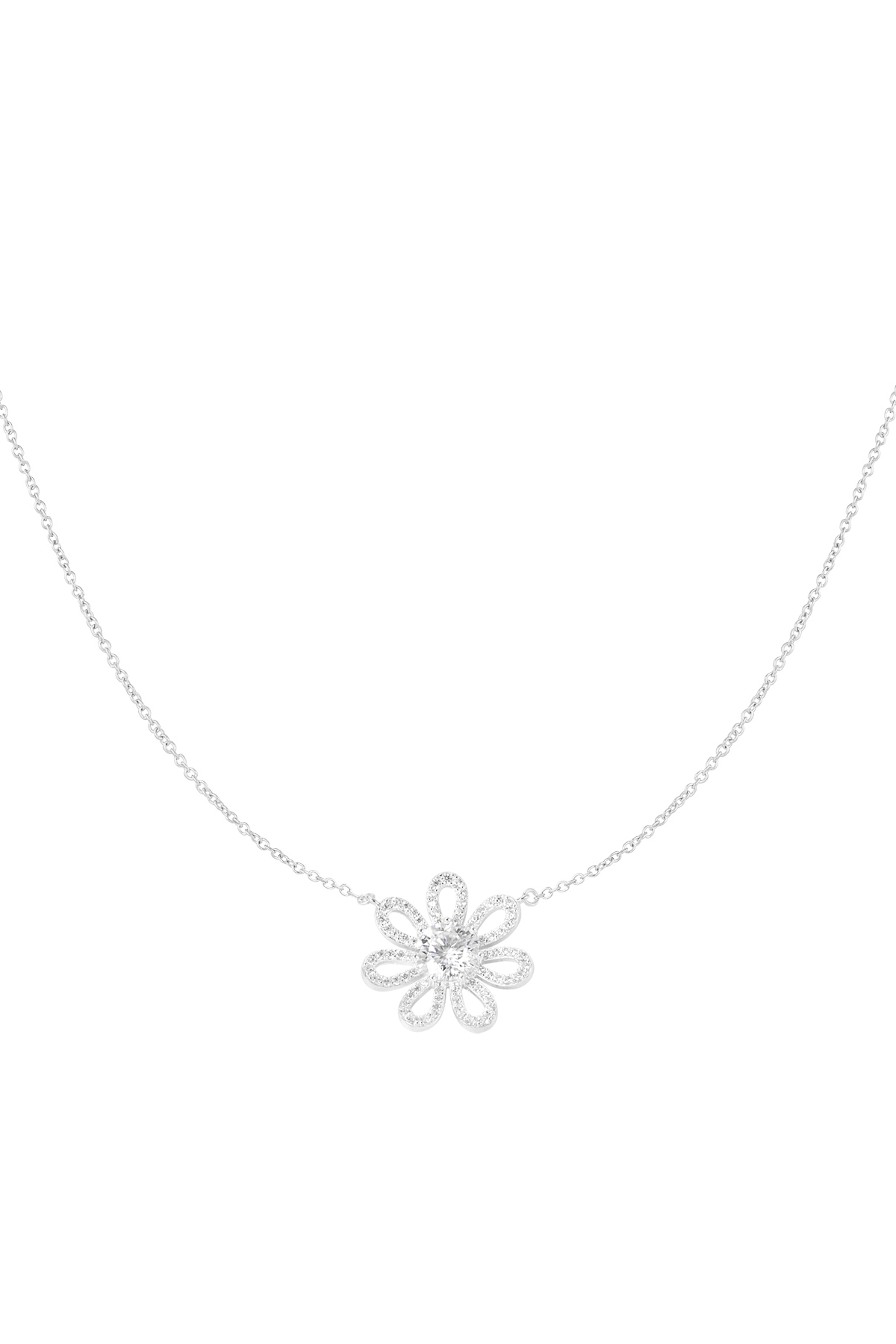 Necklace rhinestones flower - Silver Color color 2