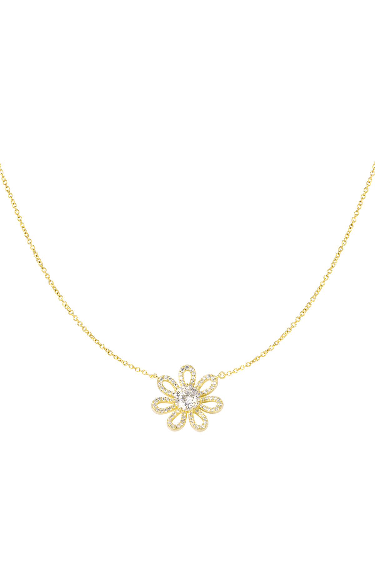 Collier fleur strass - doré