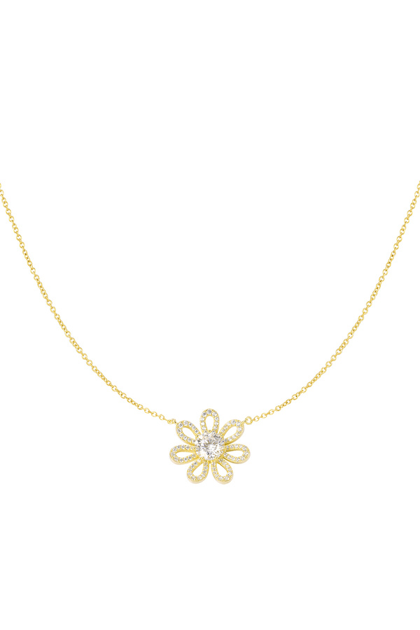 Halskette Strass Blume - Gold