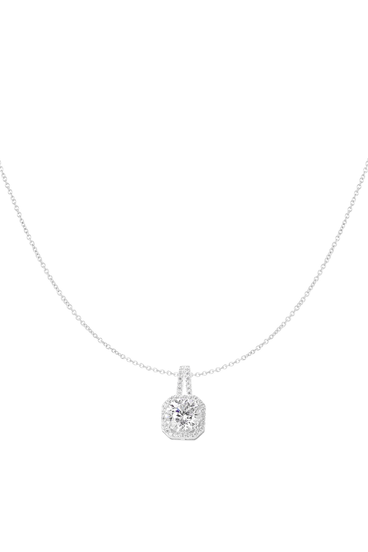 Necklace square stone - Silver Color color