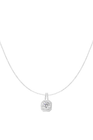 Necklace square stone - silver h5 