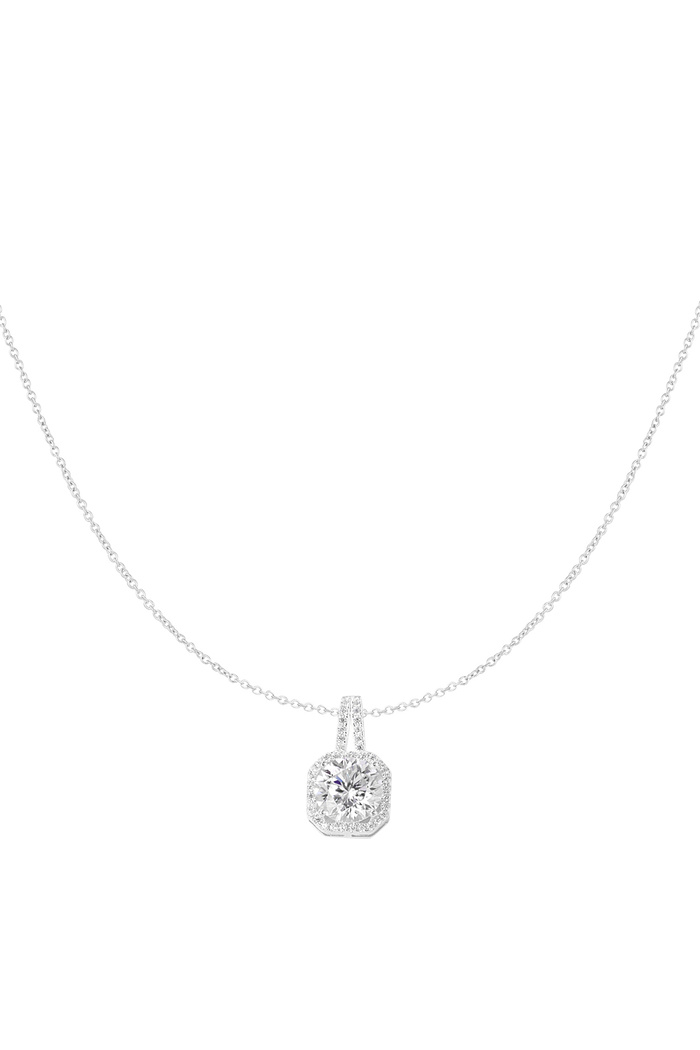 Necklace square stone - silver 