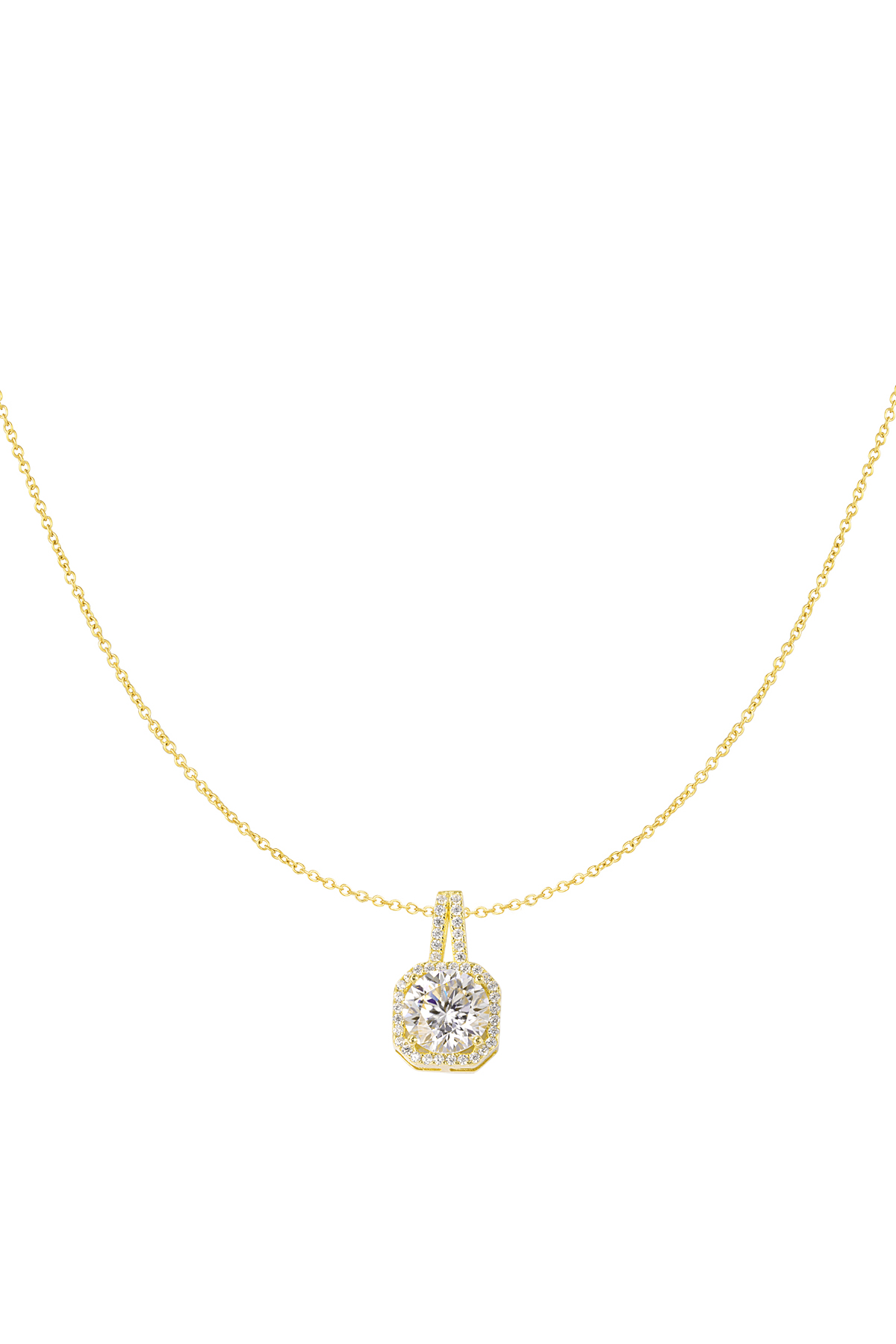 Necklace square stone - gold 