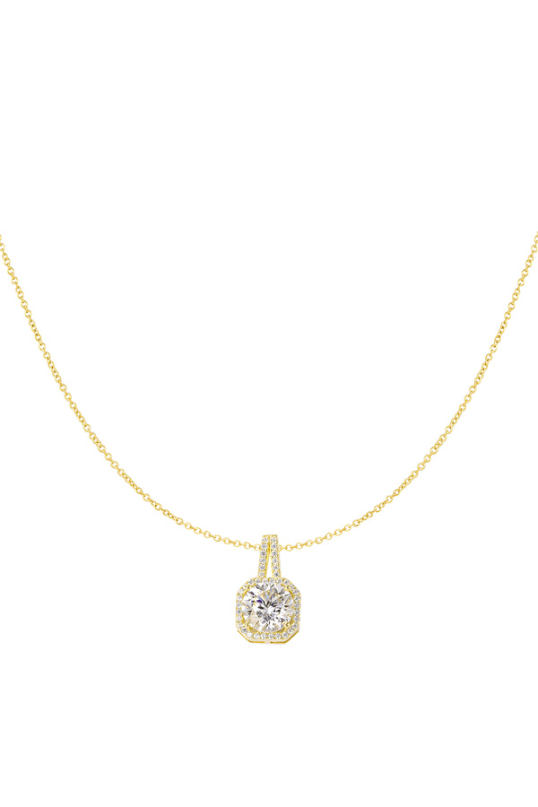Halskette mit quadratischem Stein – Gold