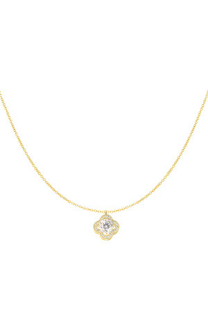 Necklace clover stone - gold h5 
