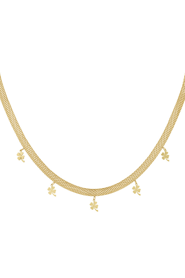Robuste Halskette mit Kleeblättern – Gold