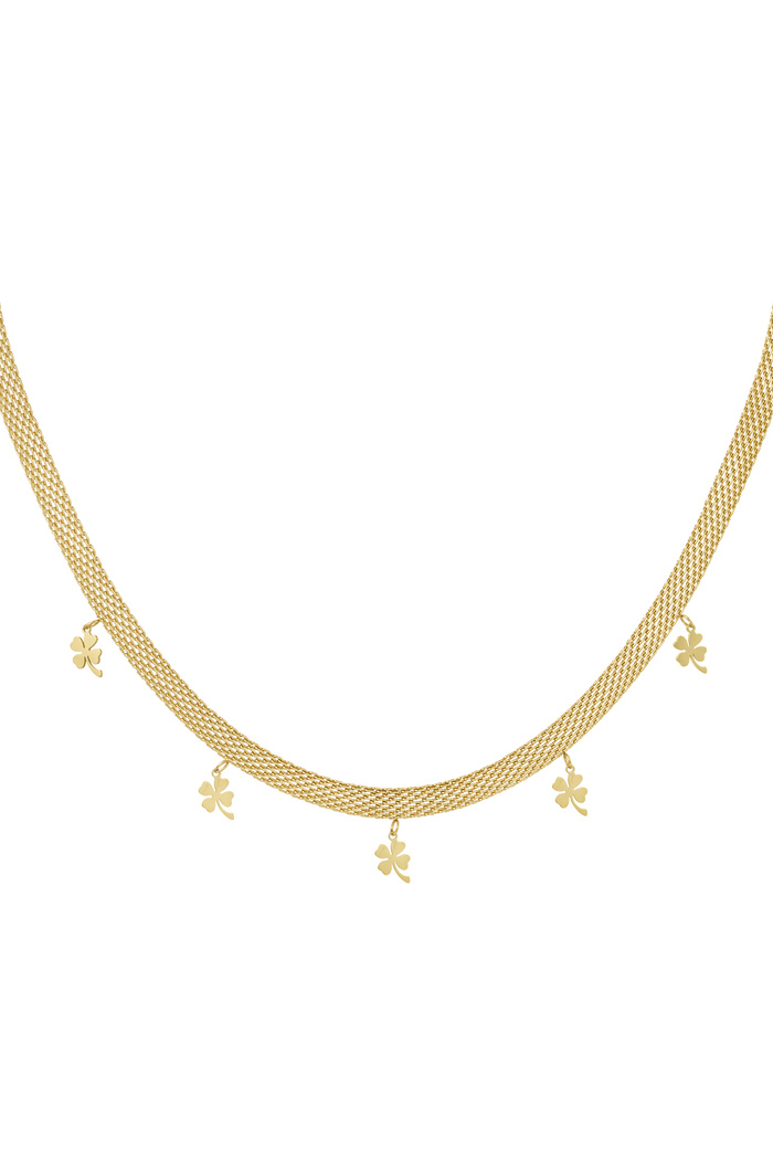 Necklace robust with clovers - gold 