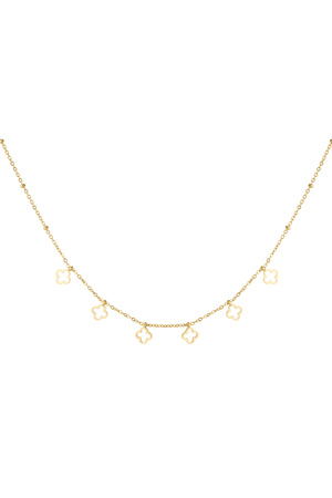 Halskette mit 6 Kleeblättern – Gold h5 