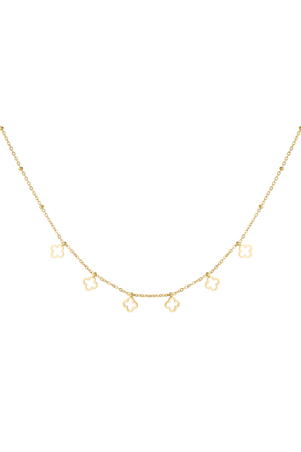 Halskette mit 6 Kleeblättern – Gold