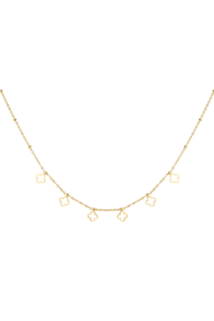 Halskette mit 6 Kleeblättern – Gold 