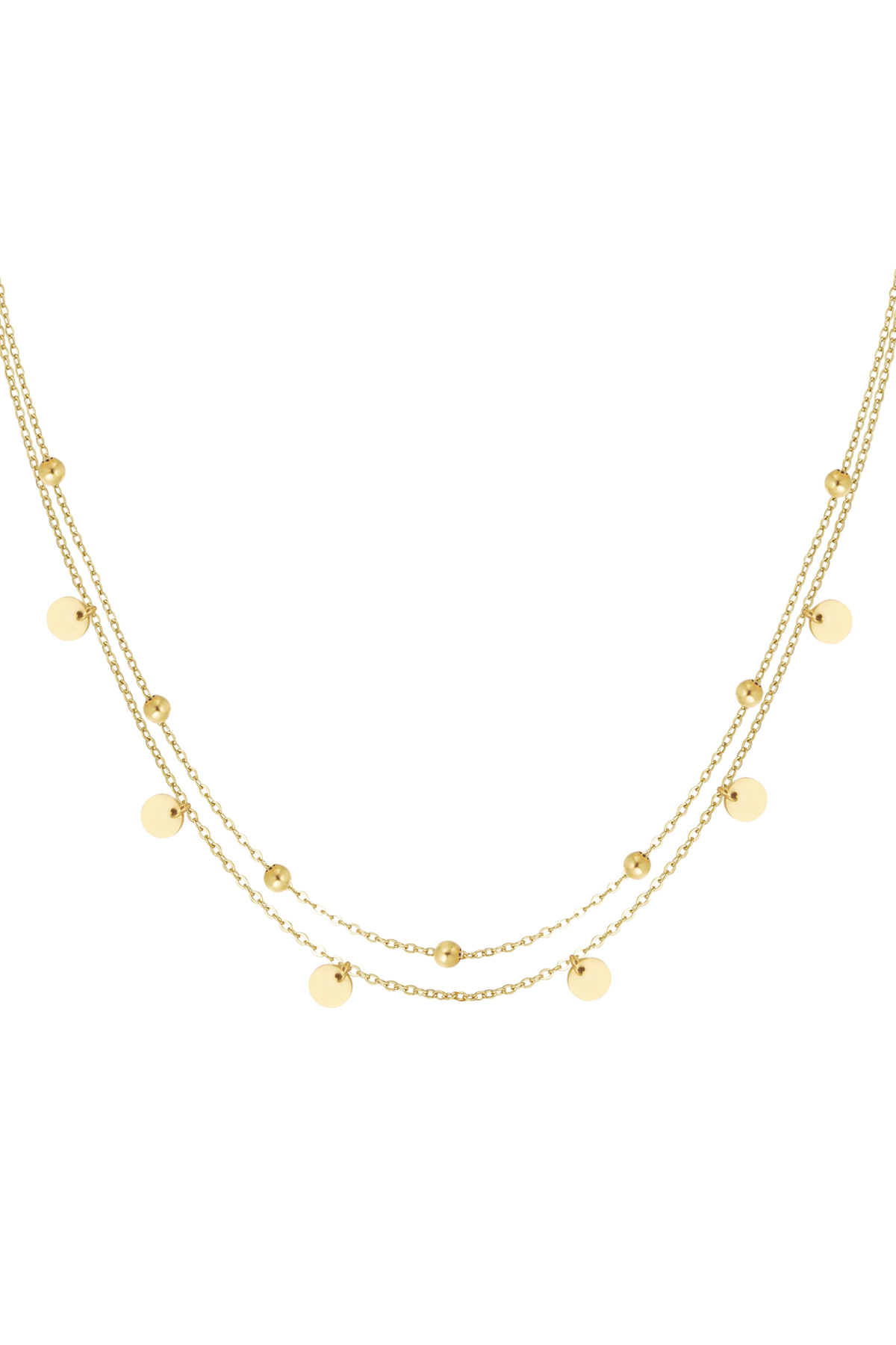 Necklace balls and circles - gold