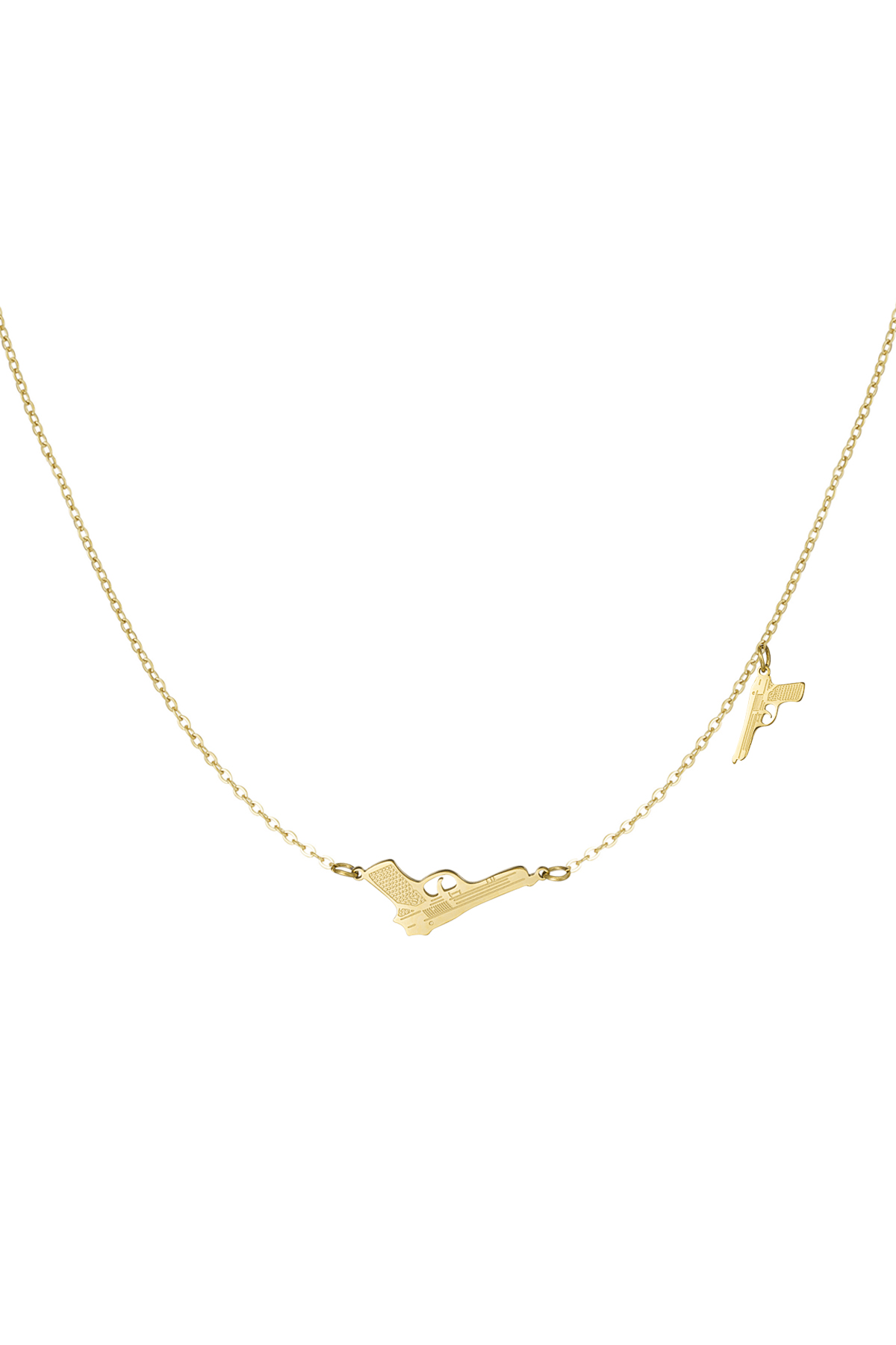 Collier 2 pistolets - or
