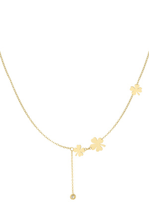 Necklace three clovers and stone - gold h5 