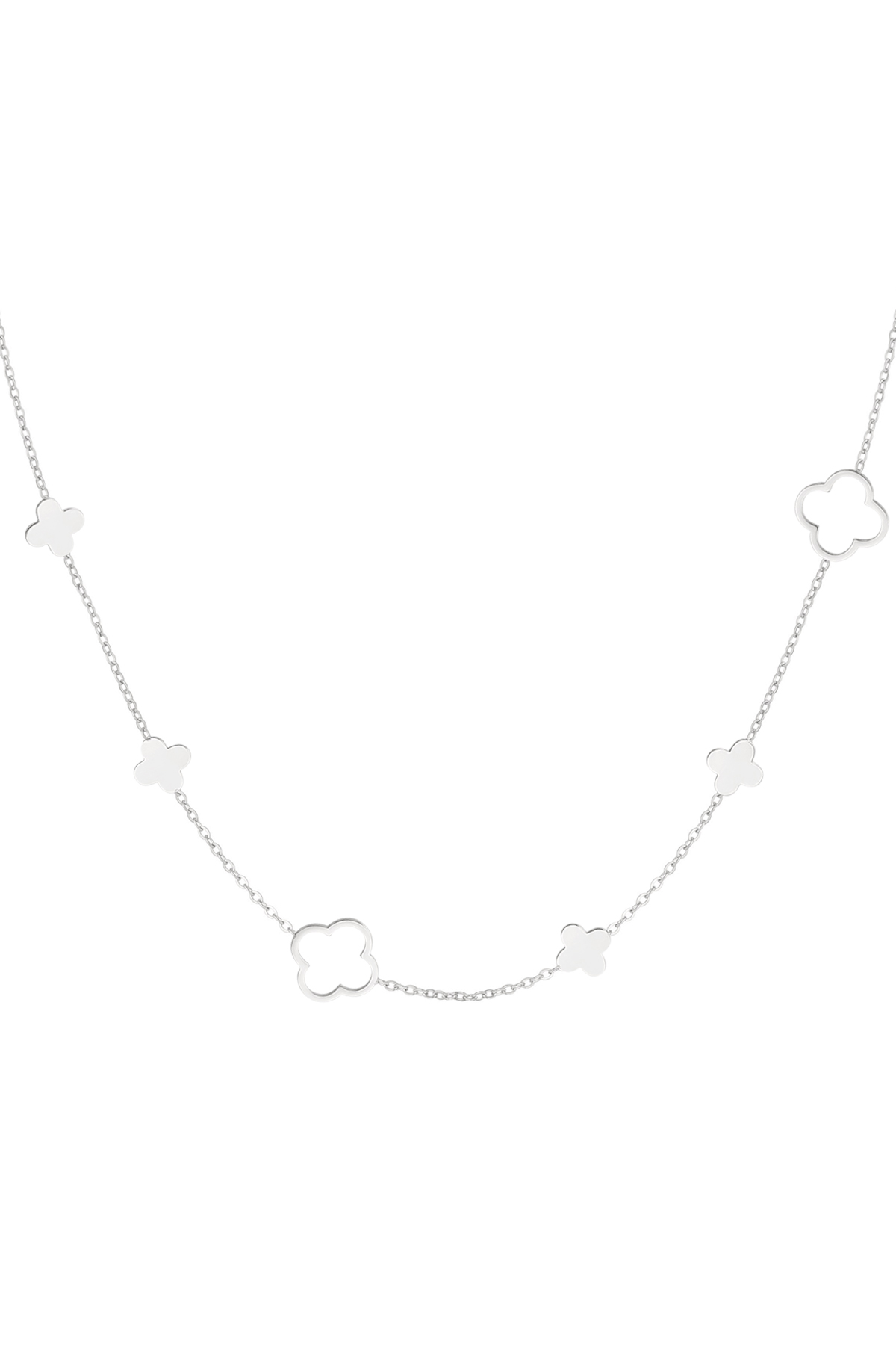 Necklace different clovers - silver h5 