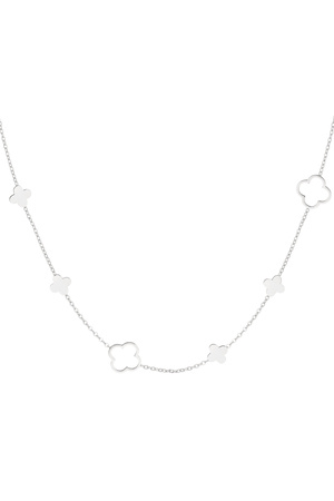 Necklace different clovers - silver h5 