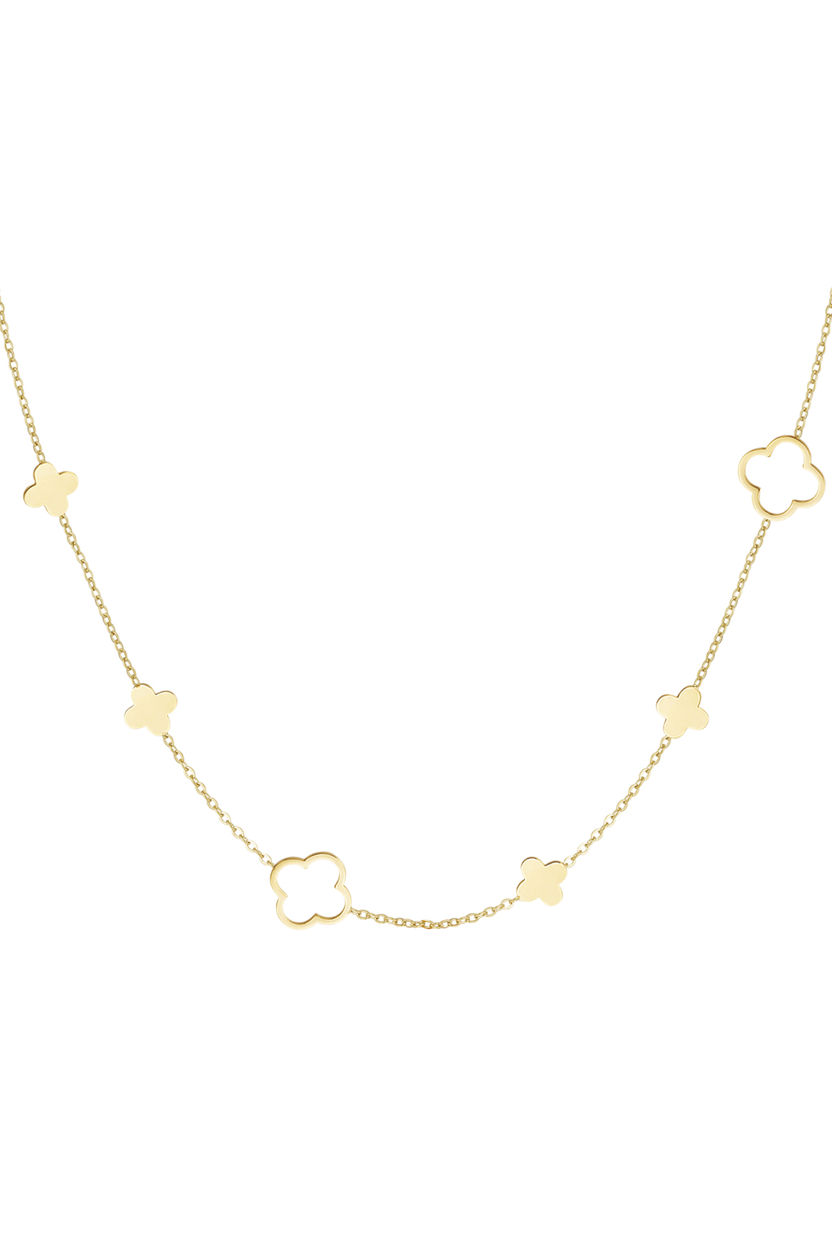 Necklace different clovers - gold