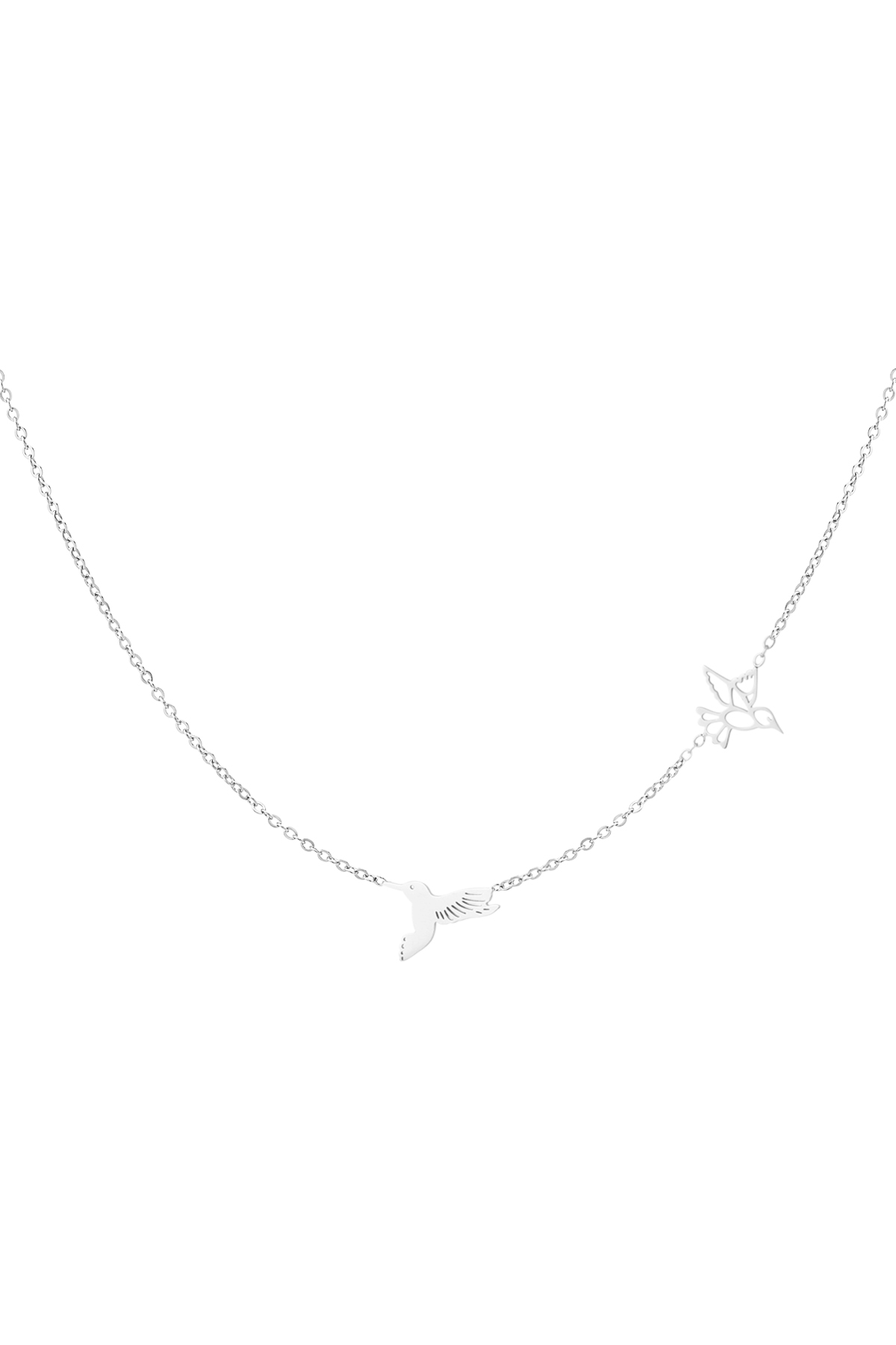 Necklace 2 birds - silver h5 