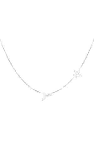 Necklace 2 birds - silver h5 