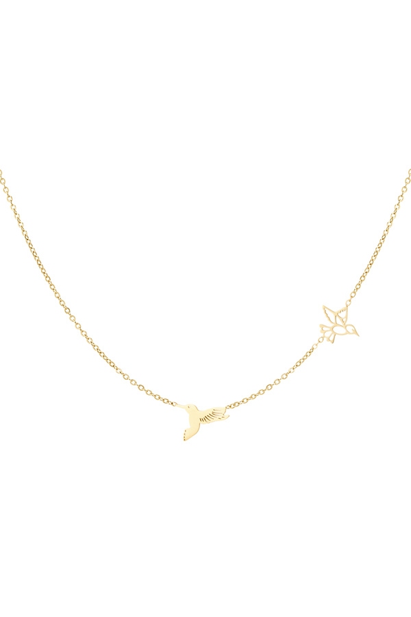 Necklace 2 birds - gold