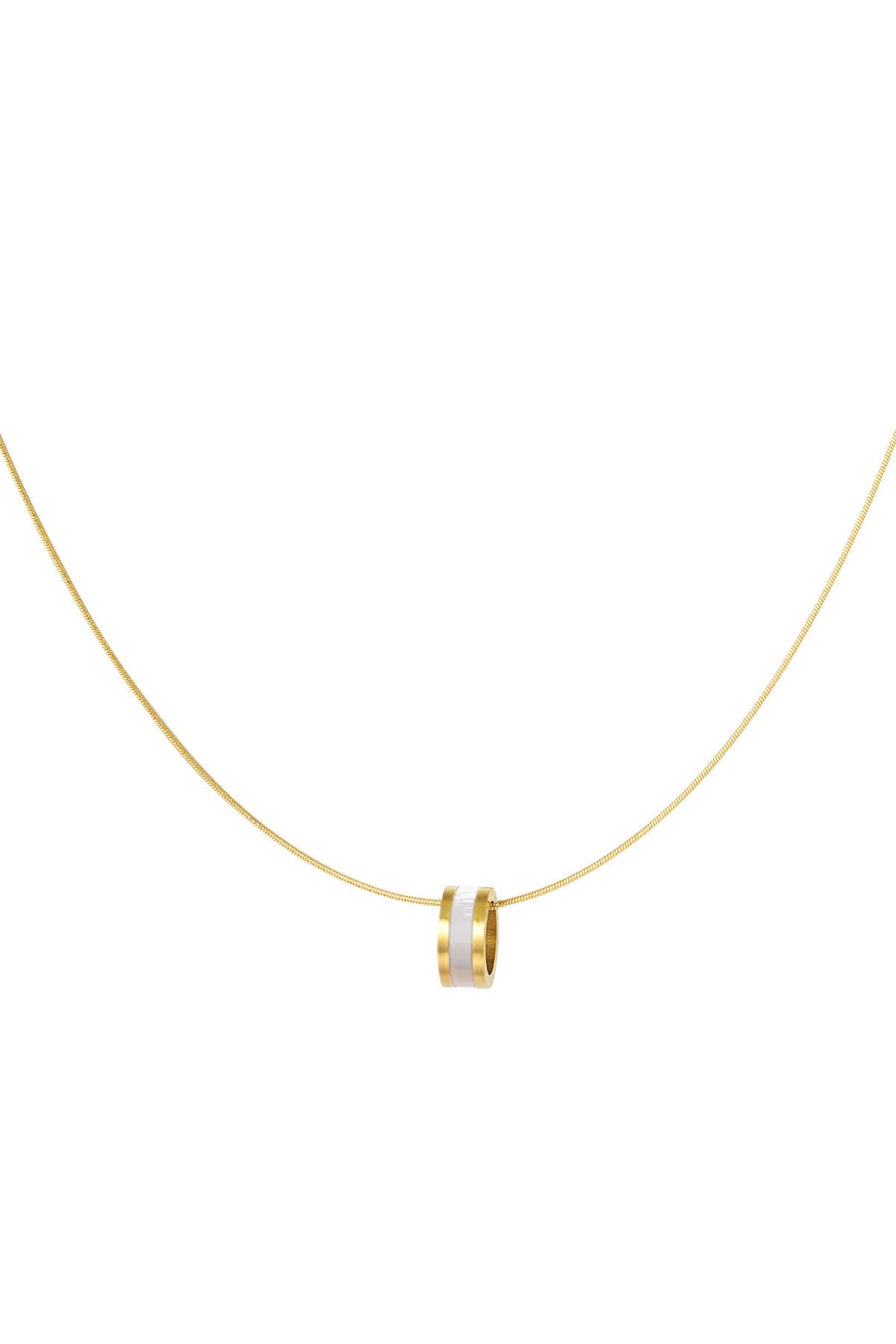 Halskette mit farbigem Anhänger – Gold/Weiß h5 