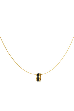 Necklace colored charm - gold/black h5 