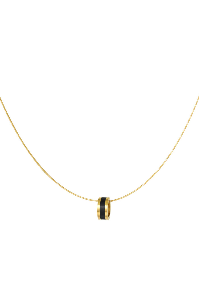 Necklace colored charm - gold/black 