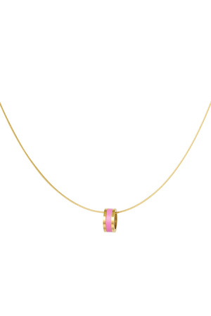 Ketting gekleurde bedel - goud/roze h5 