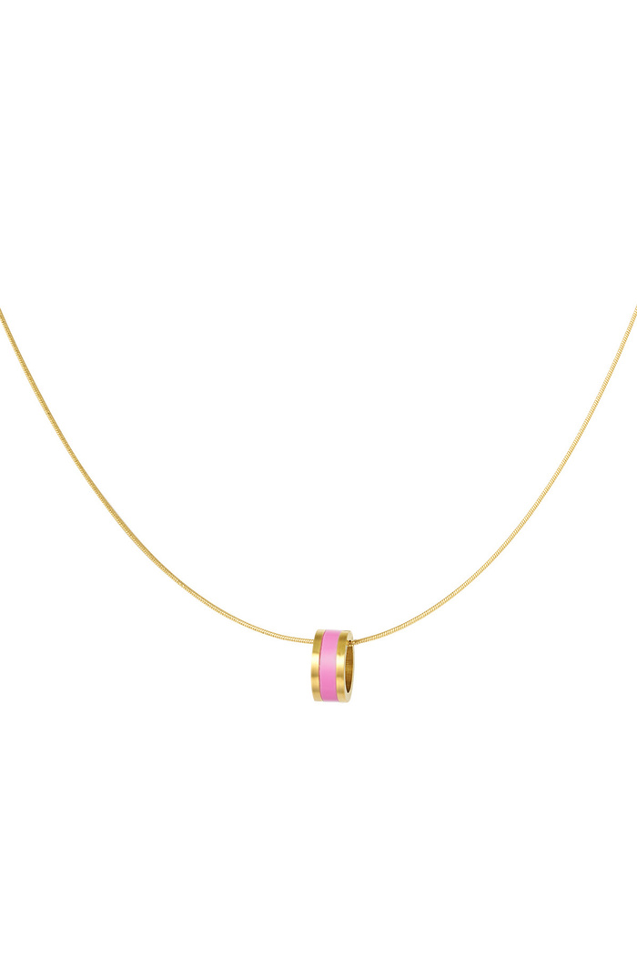 Necklace colored charm - gold/pink 