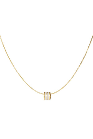 Halskette mit rundem Charme – Gold/Weiß h5 